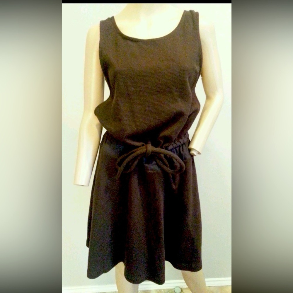 Chloe Brown Apron Back Waffle Jumper Dress casual designer $350 summer spring
